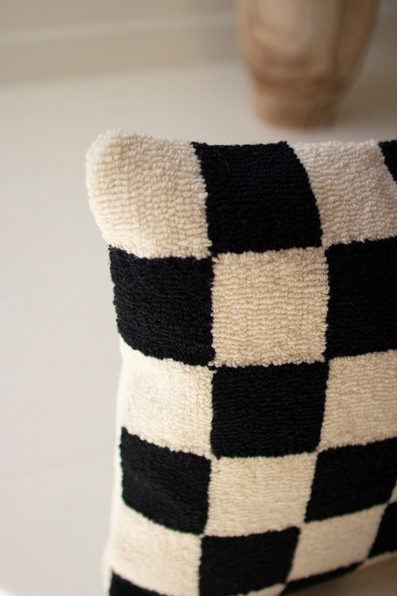Checkered Black And White Throw Pillow