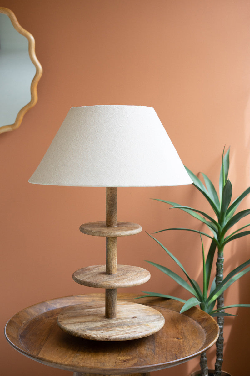 Mango Wood Table Lamp with 3 Tiered Shelf