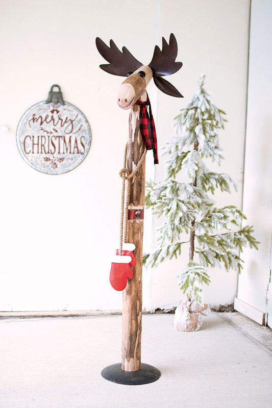 Tall Christmas Moose Holiday 5 Ft. Decoration - Holiday Farmhouse Front Porch - Home Gifts - Design Club Home