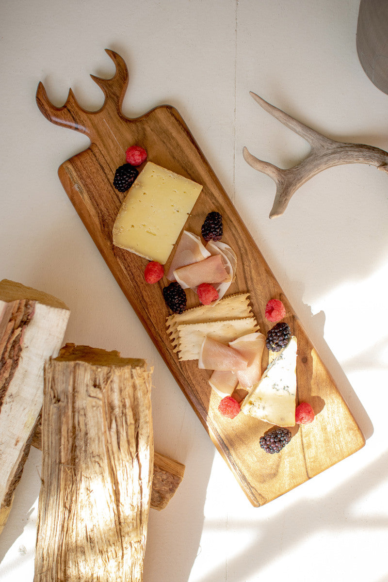 Deer Antler Wood Charcuterie Board