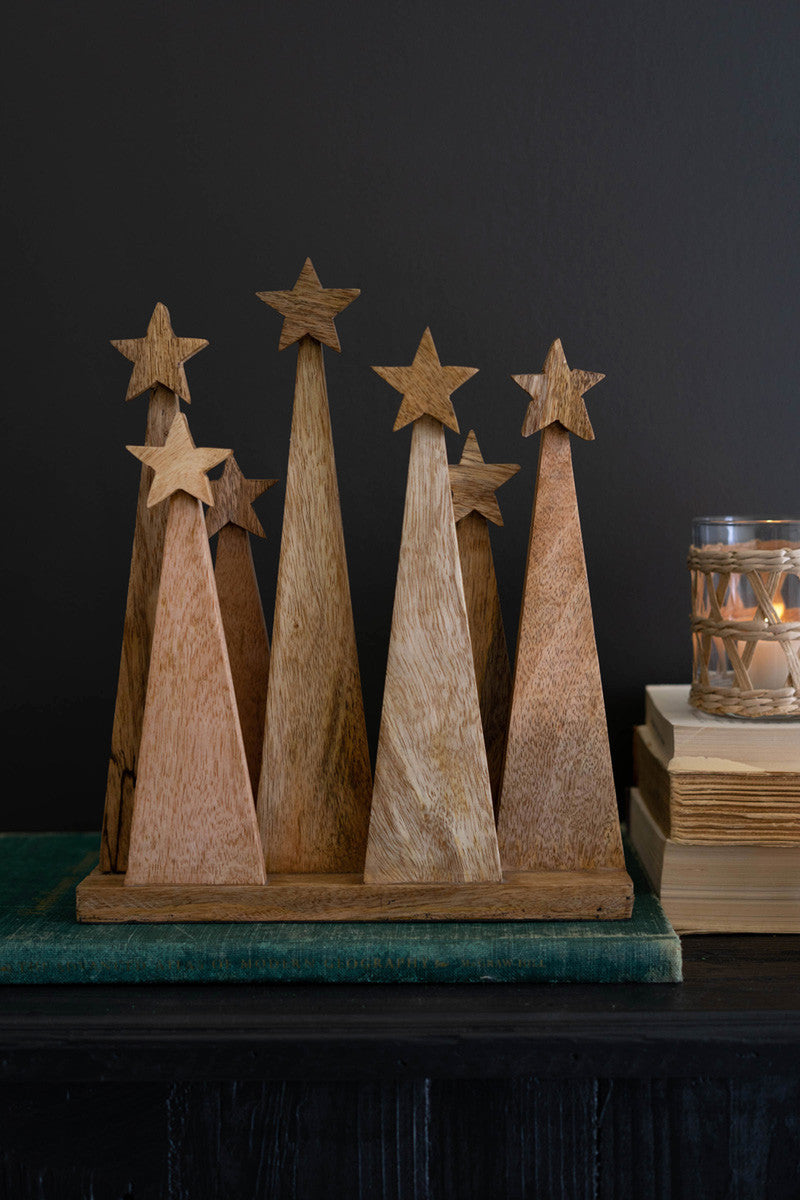 wooden christmas trees on a base holiday home decor | christmas gifts - Design Club Home