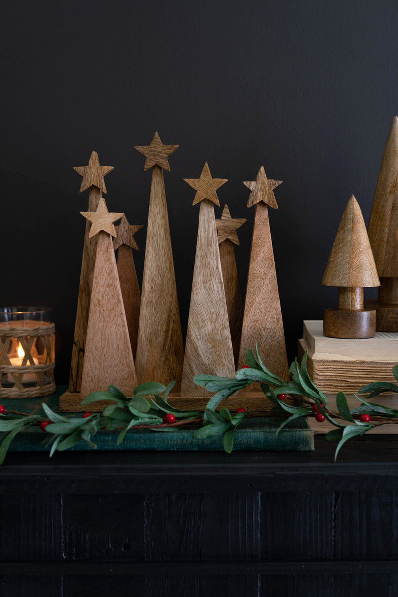wooden christmas trees on a base holiday home decor | christmas gifts - Design Club Home