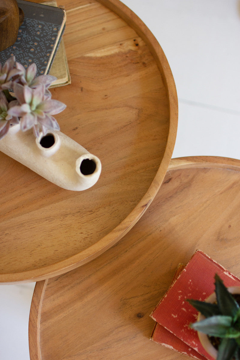 Wood Tray Accent Table Set of 2