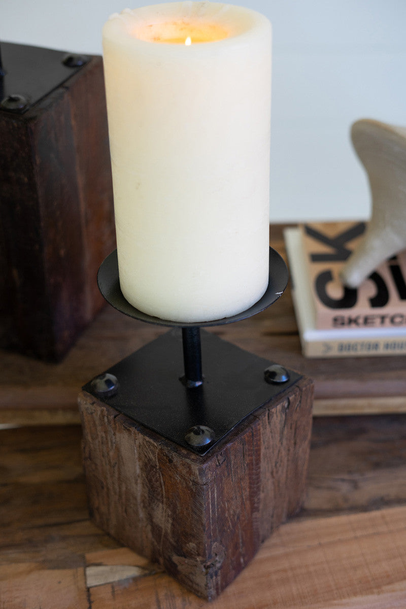 Recycled Wood Candleholders Set of 3