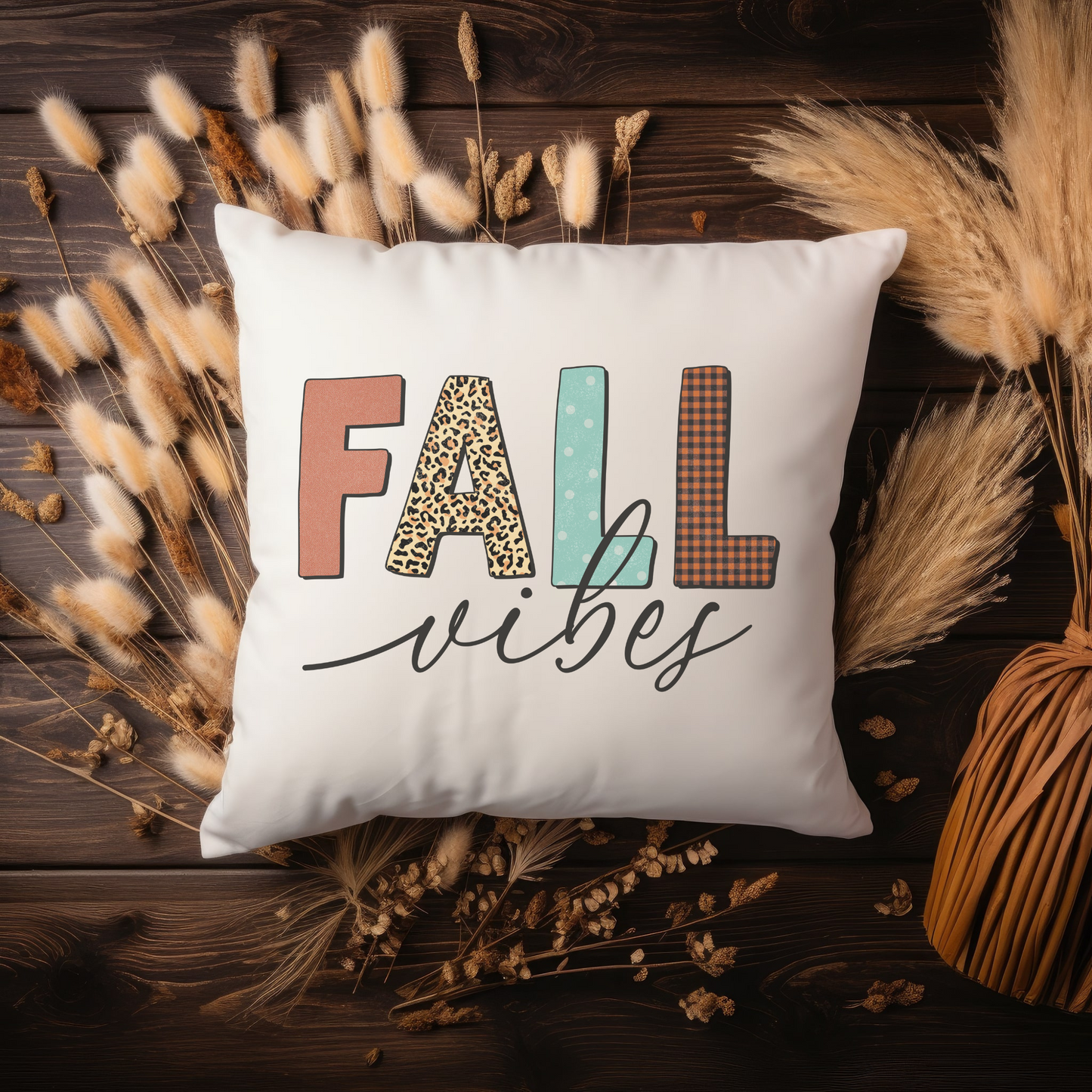 Fall Throw Pillow Farmhouse Autumn Accent Pillow Gift Fall Vibes Couch Pillow Home Decoration - Design Club Home