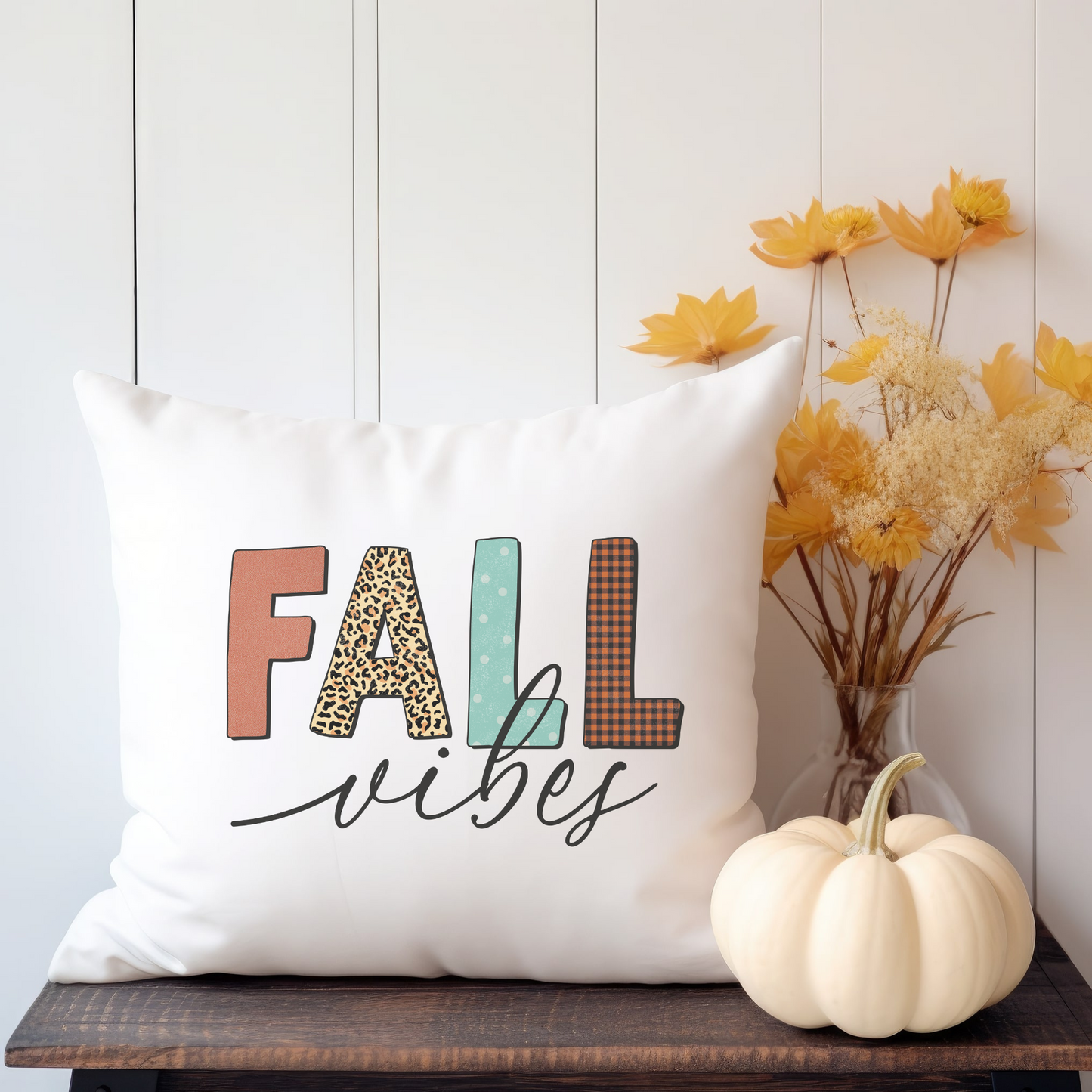 Fall Throw Pillow Farmhouse Autumn Accent Pillow Gift Fall Vibes Couch Pillow Home Decoration - Design Club Home