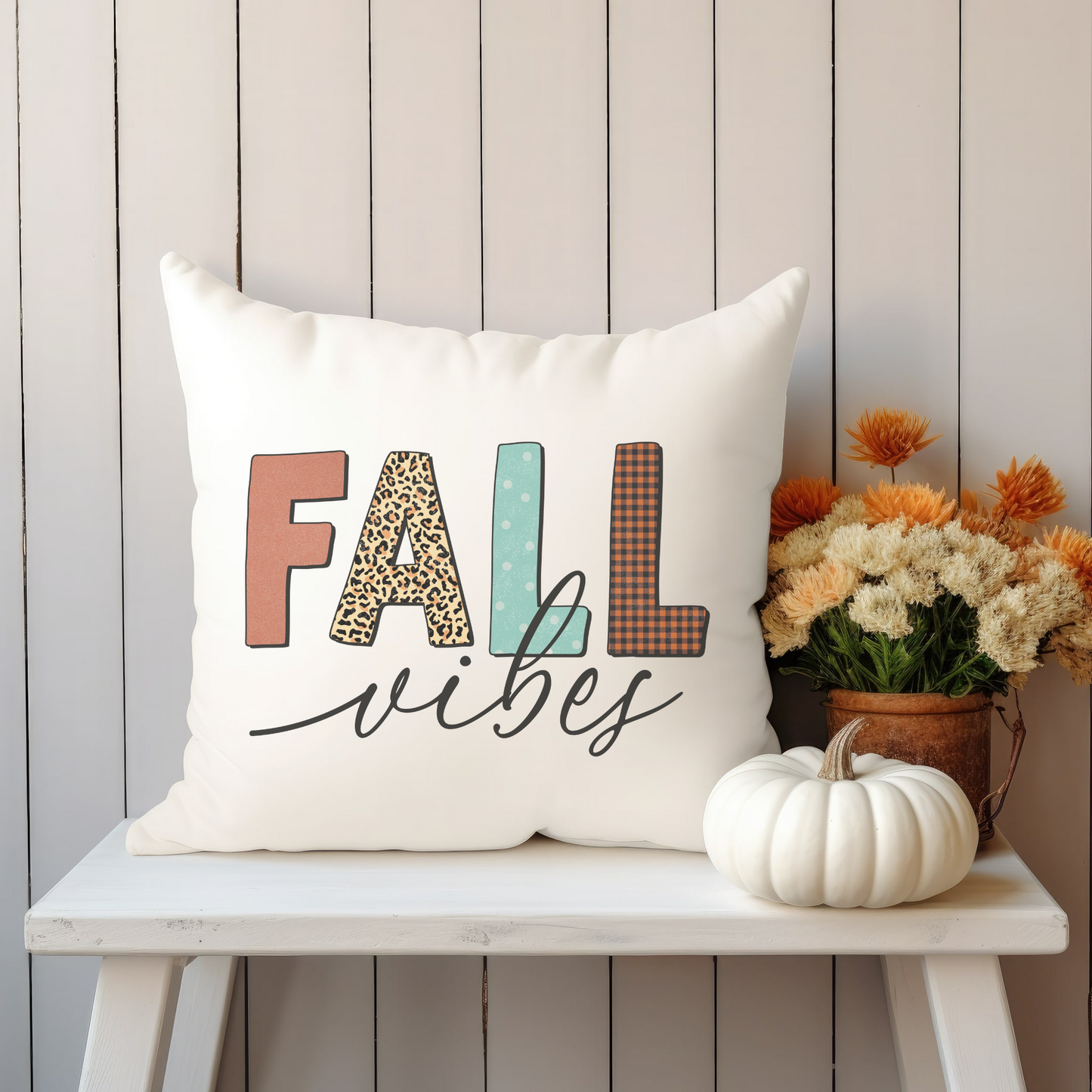 Fall Throw Pillow Farmhouse Autumn Accent Pillow Gift Fall Vibes Couch Pillow Home Decoration - Design Club Home