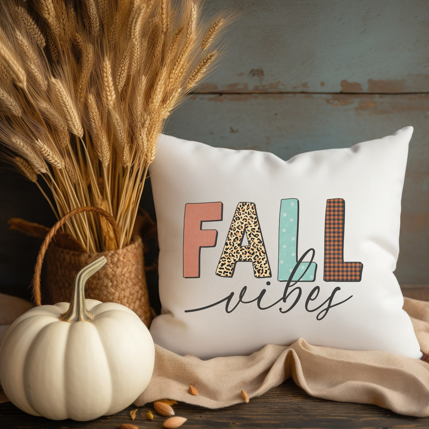 Fall Throw Pillow Farmhouse Autumn Accent Pillow Gift Fall Vibes Couch Pillow Home Decoration - Design Club Home