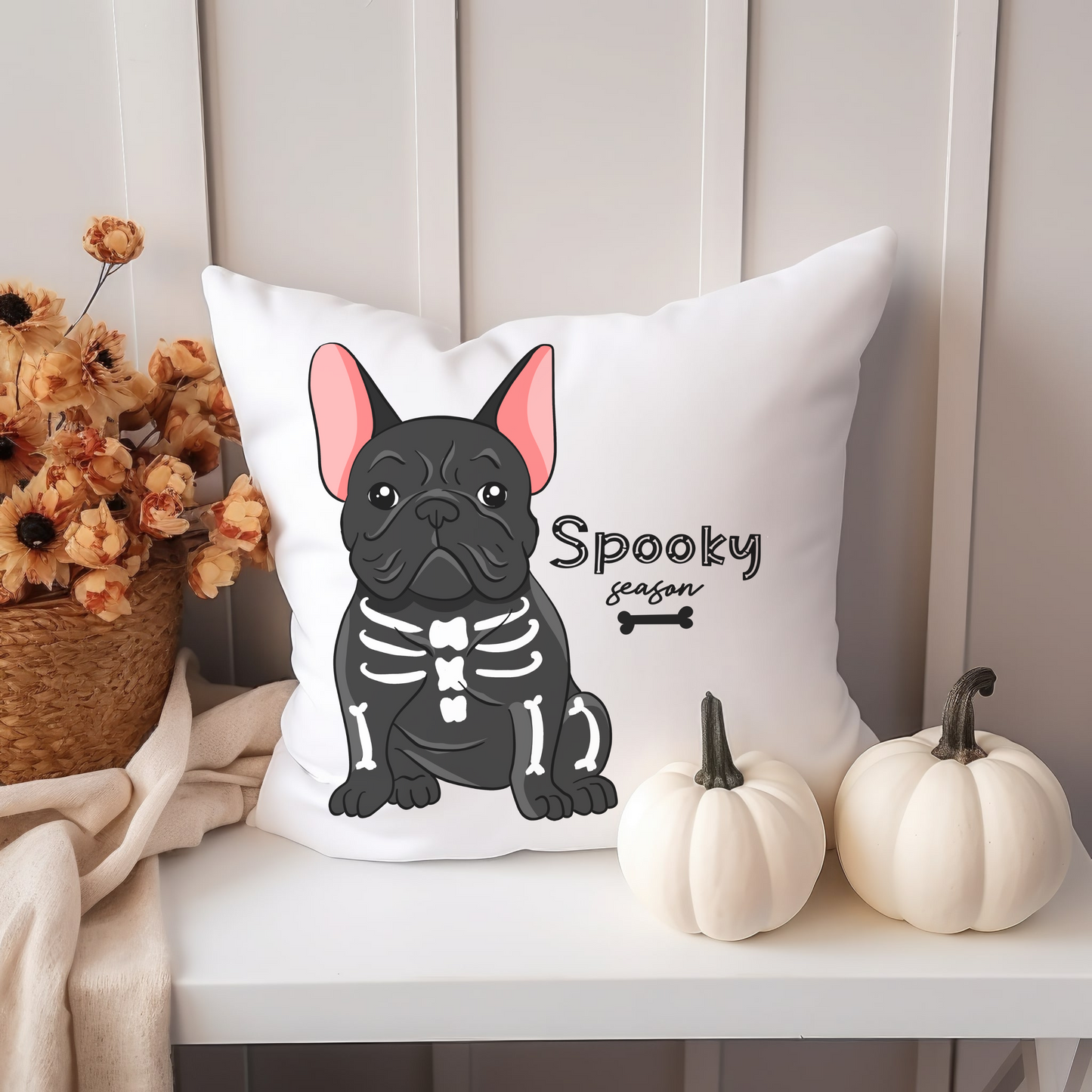Halloween Frenchie Throw Pillow Dog Lovers Gift