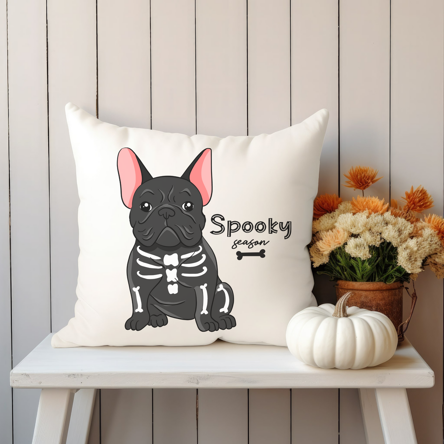 Halloween Frenchie Throw Pillow Dog Lovers Gift