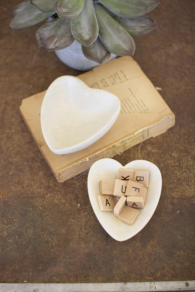 heart bowl carved stone white | wedding gift | wedding party gift - Design Club Home
