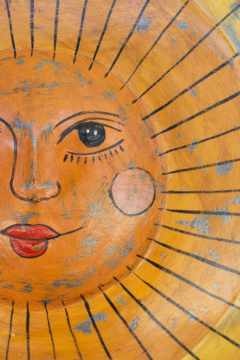 hand-hammered recycled metal sun face - Design Club Home