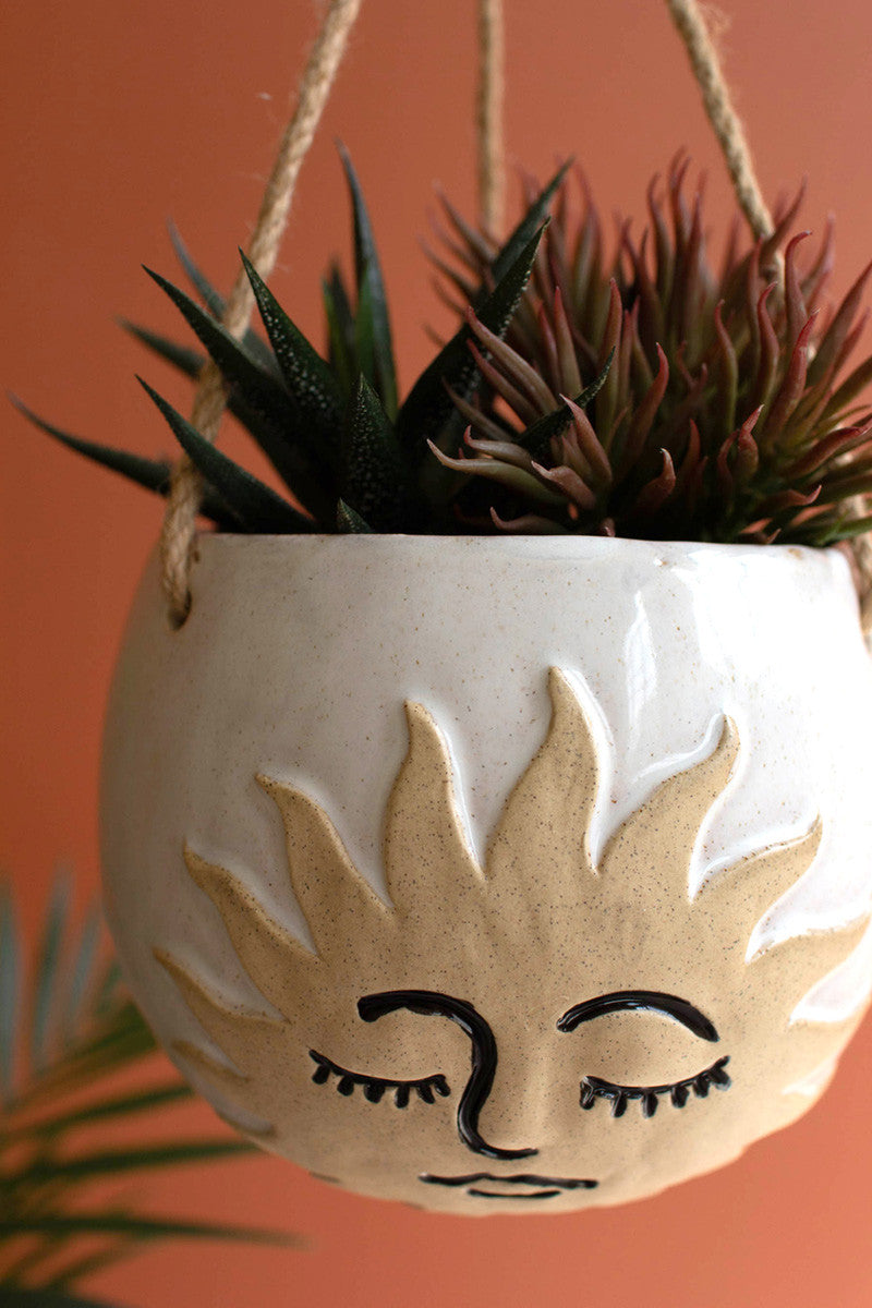 hanging planter ceramic sun face - Design Club Home