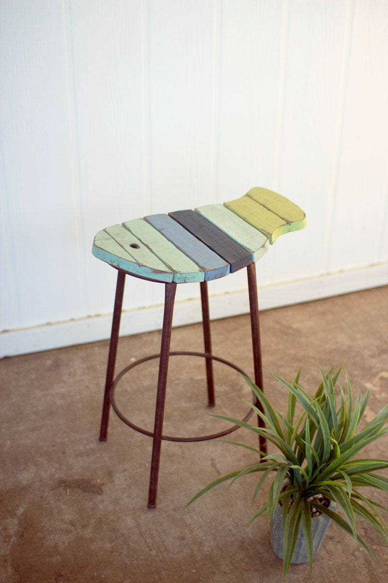 painted wood and metal fish counter stool - Design Club Home
