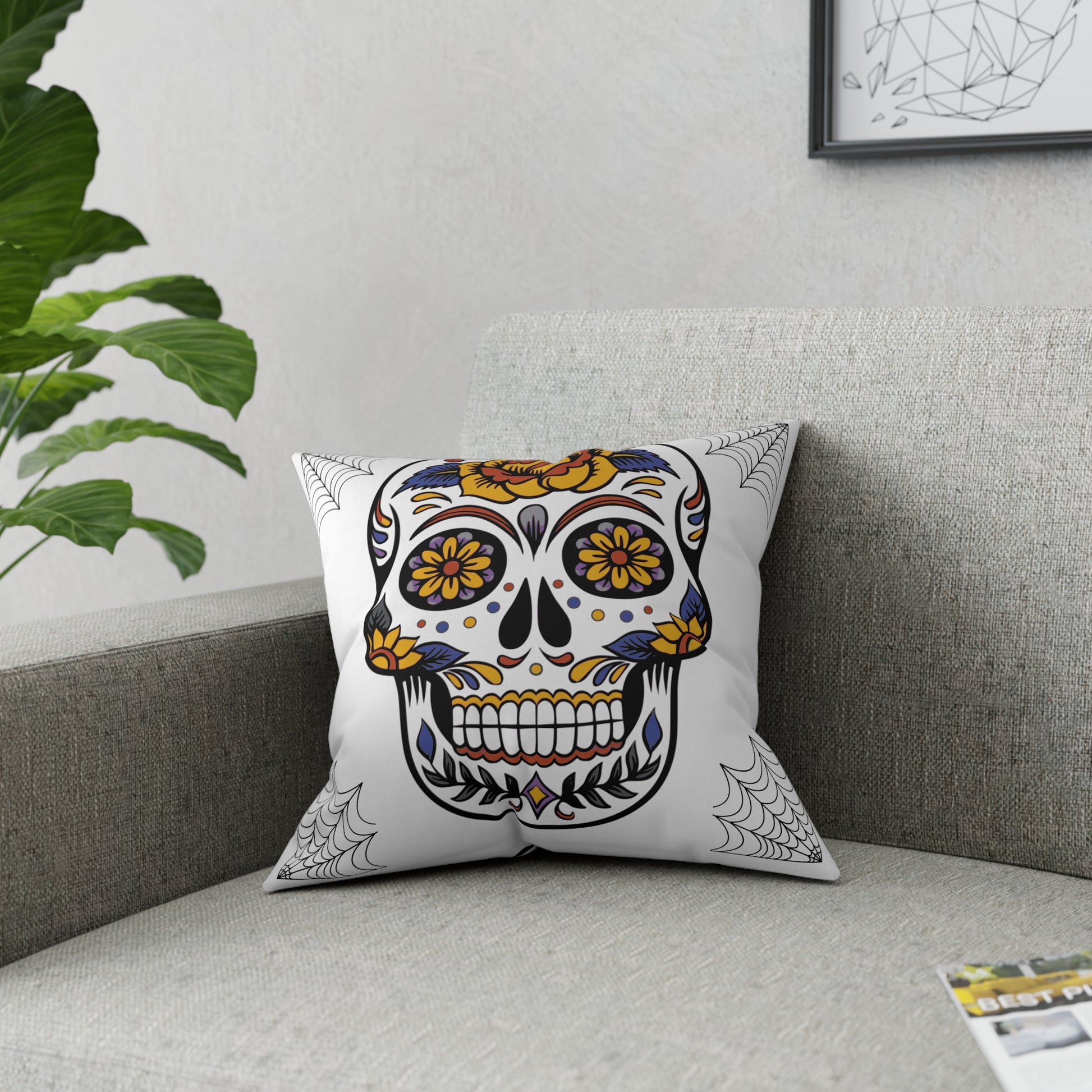 Halloween Throw Pillow, Rose Skull Couch Pillow, Fall Pillow, Gothic Gift - Design Club Home