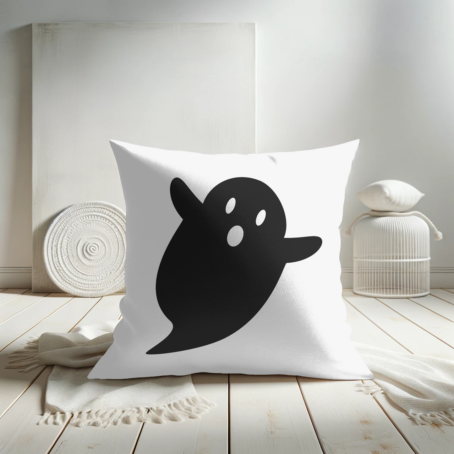 Black Ghost Halloween Pillow