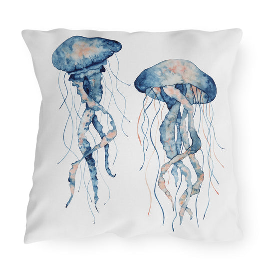 Jellyfish Outdoor Pillow Ocean Lovers Watercolor Coastal Beach Art Home Gift