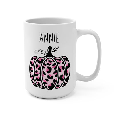 Annie Custom Name Fall Pink Camo Pumpkin Personalized  Coffee Mug
