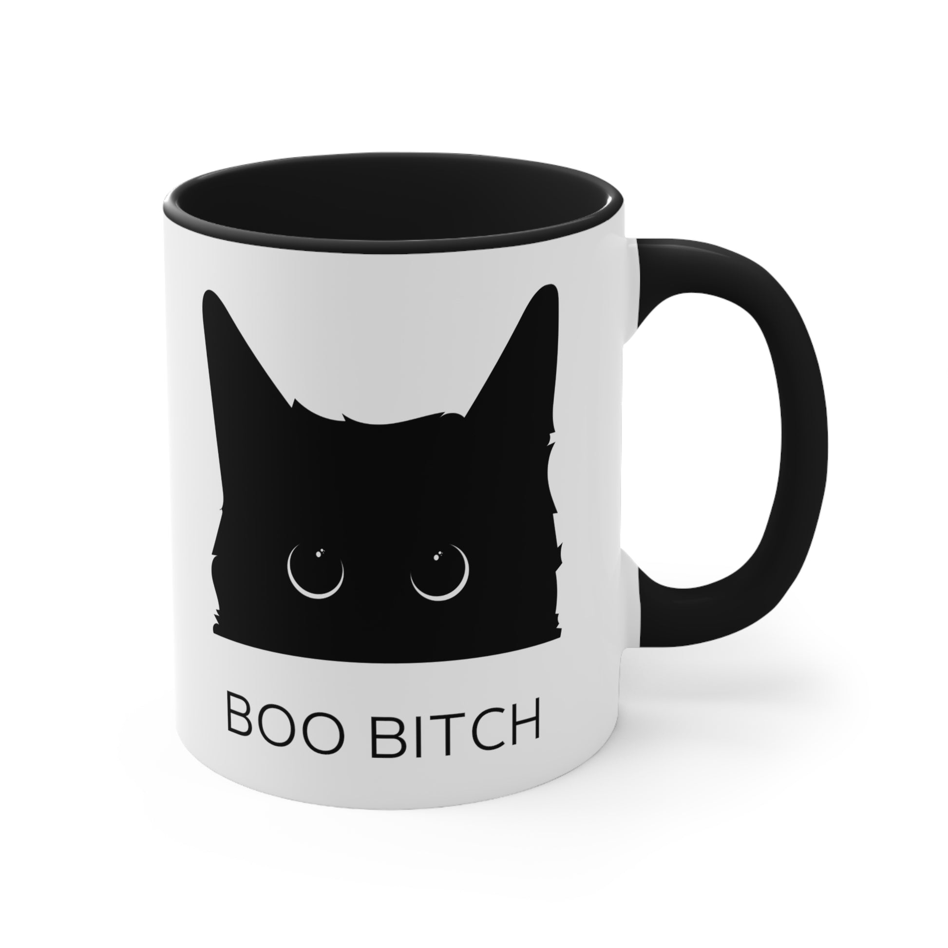 Boo Bitch Black Cat Accent Coffee Mug Funny Halloween Gift 11oz - Design Club Home