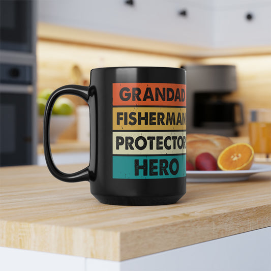 Grandpa Coffee Mug Gift, Fathers Day Gift from Grandkids, Grandad Birthday, Fisherman, Father in Law Gift, 15oz - Design Club Home