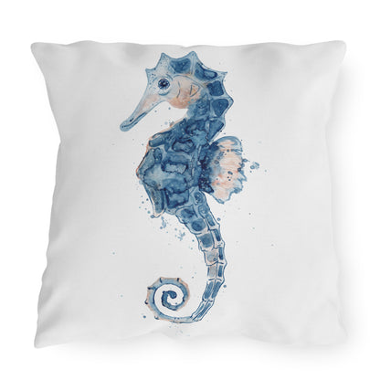 Seahorse Outdoor Pillow Watercolor Ocean Art Coastal Beach Home Gift