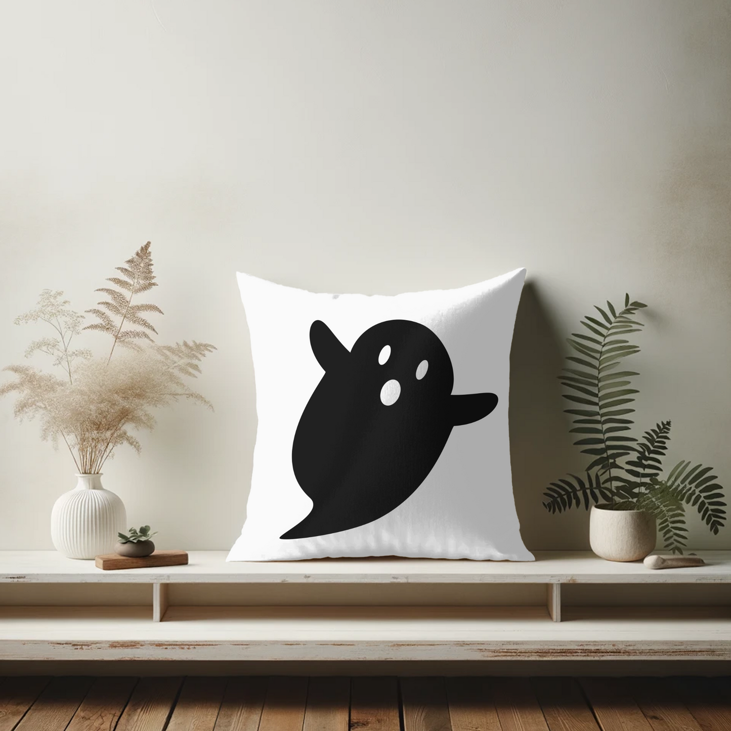 Black Ghost Halloween Pillow