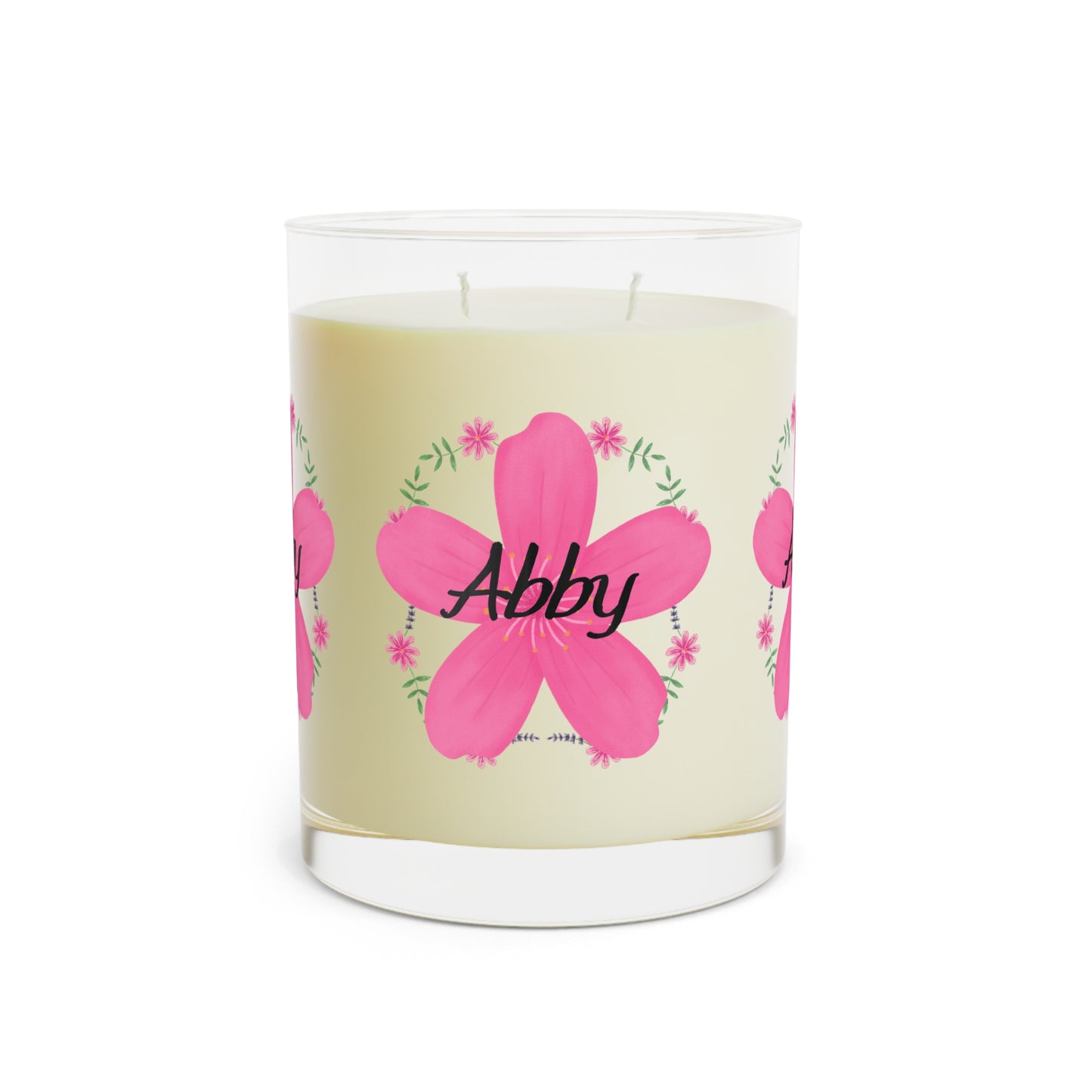 Personalized Soy Wax Candles - Custom Name Pink Flower Luxury Aromatherapy Candle Decor - Custom Gift for Candle Lovers - Custom Housewarming Gift