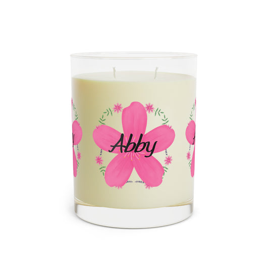 Personalized Soy Wax Candles - Custom Name Pink Flower Luxury Aromatherapy Candle Decor - Custom Gift for Candle Lovers - Custom Housewarming Gift