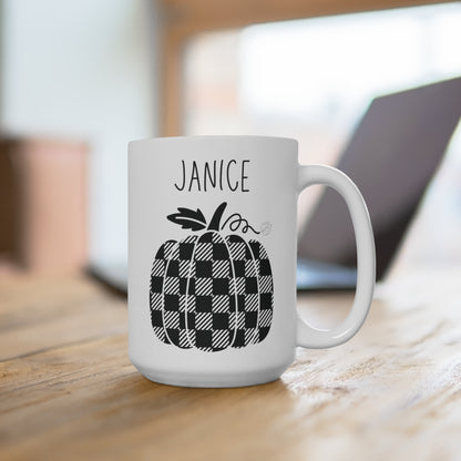 Janice Custom Name Fall Pumpkin Personalized 15oz Coffee Mug