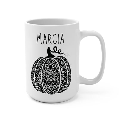 Marcia Custom Name Fall Pumpkin Personalized 15oz Coffee Mug