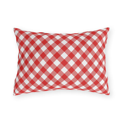 Red Plaid Indoor/Outdoor Pillow Reversible Pillow