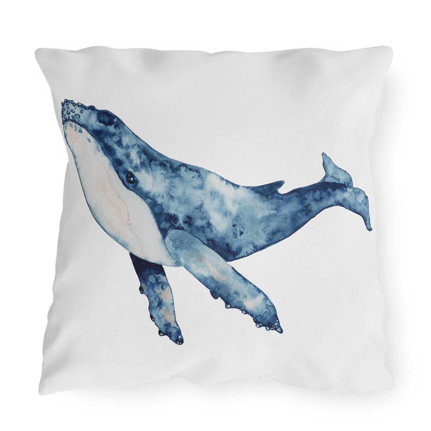 Whale Outdoor Pillow Watercolor Fish Lovers Coastal Beach Home Gift