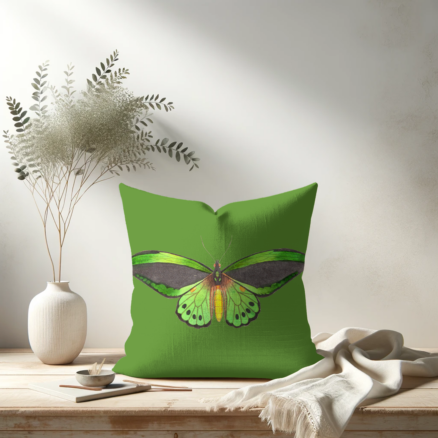 Green Butterfly Indoor Outdoor Outdoor Pillow