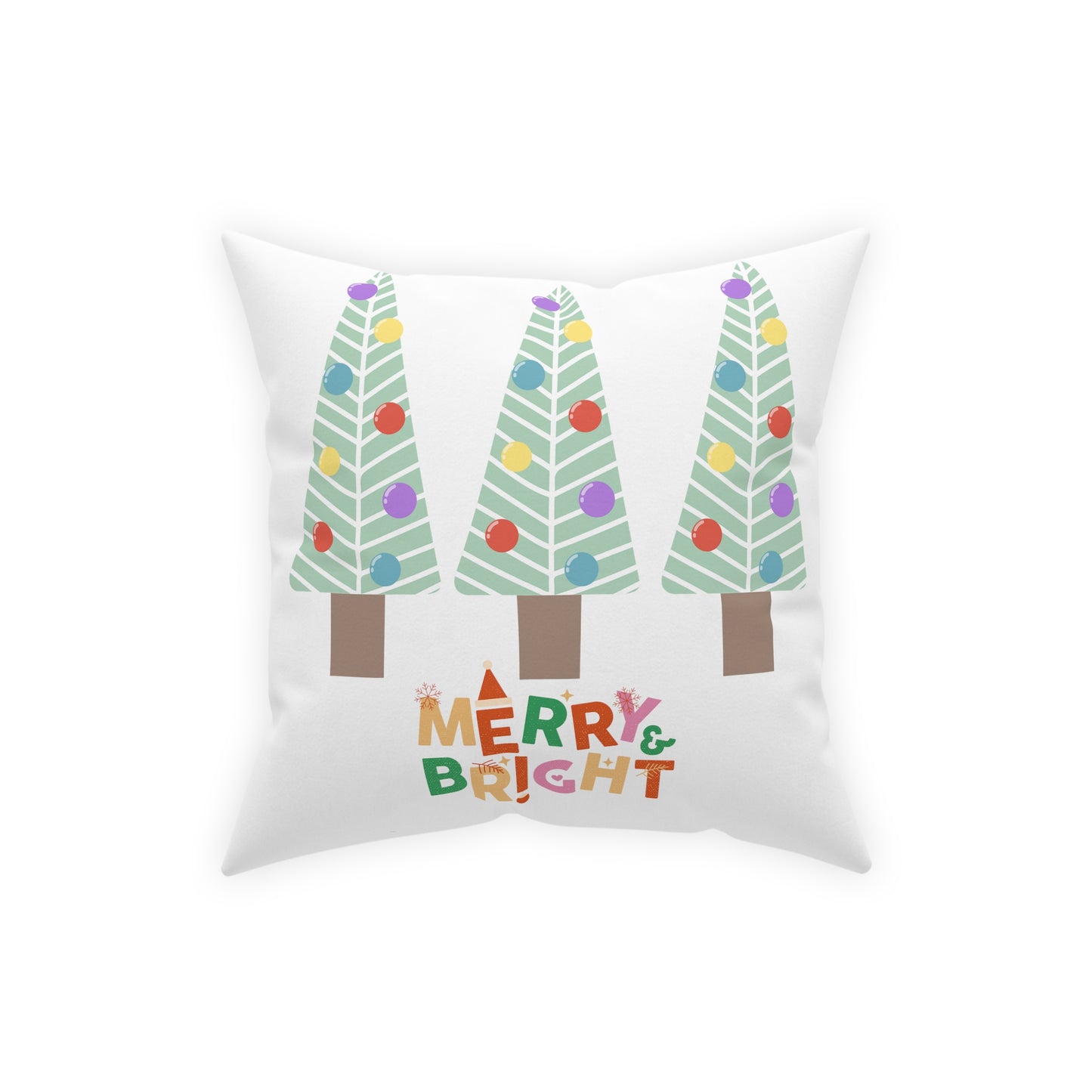Christmas Tree Decorative Pillow, Merry and Bright Holiday Pillow, Christmas Gift, Housewarming Gift, Retro Vintage Christmas, - Design Club Home