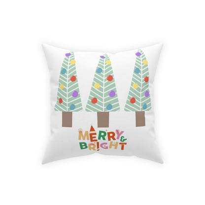 Christmas Tree Decorative Pillow, Merry and Bright Holiday Pillow, Christmas Gift, Housewarming Gift, Retro Vintage Christmas, - Design Club Home