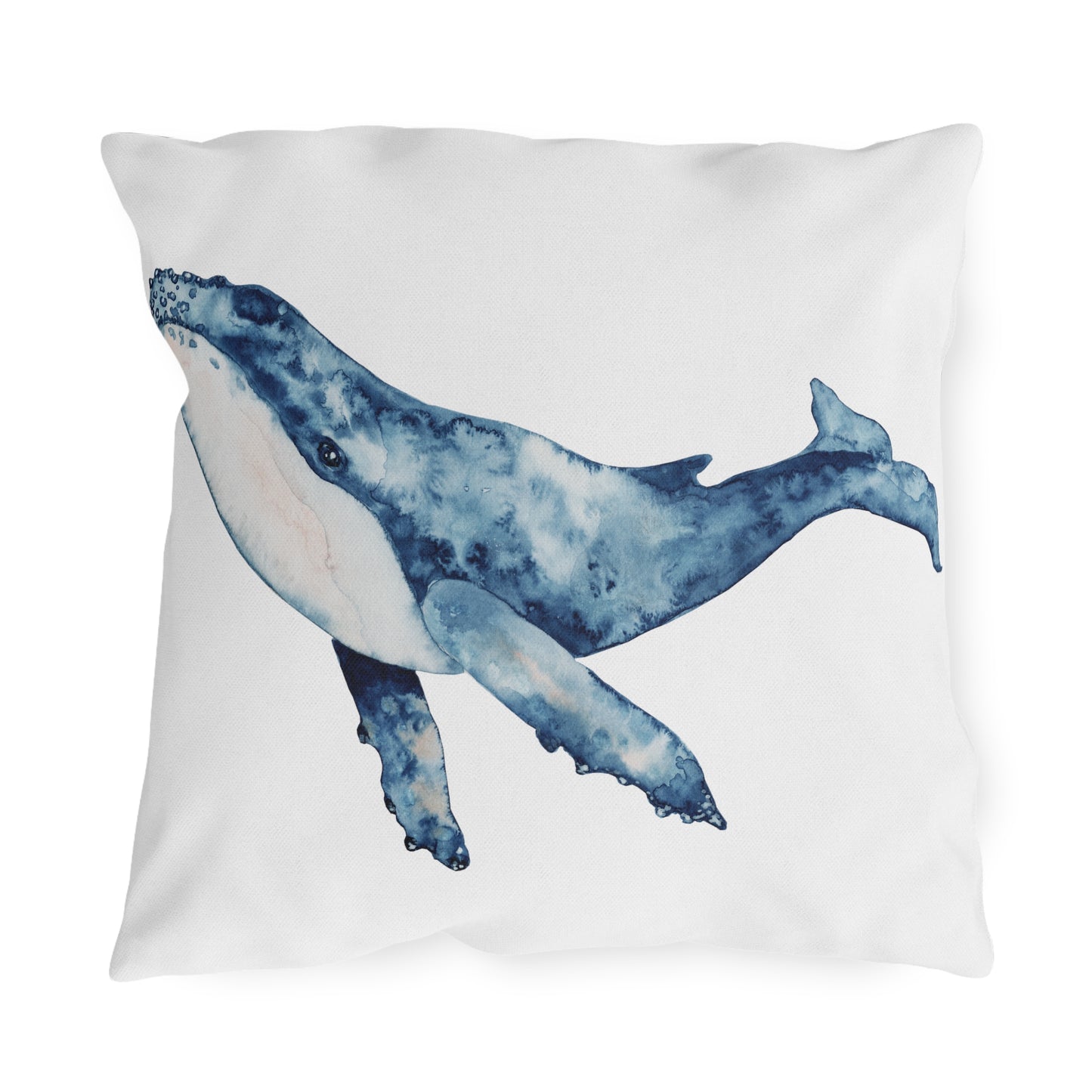 Whale Outdoor Pillow Watercolor Fish Lovers Coastal Beach Home Gift