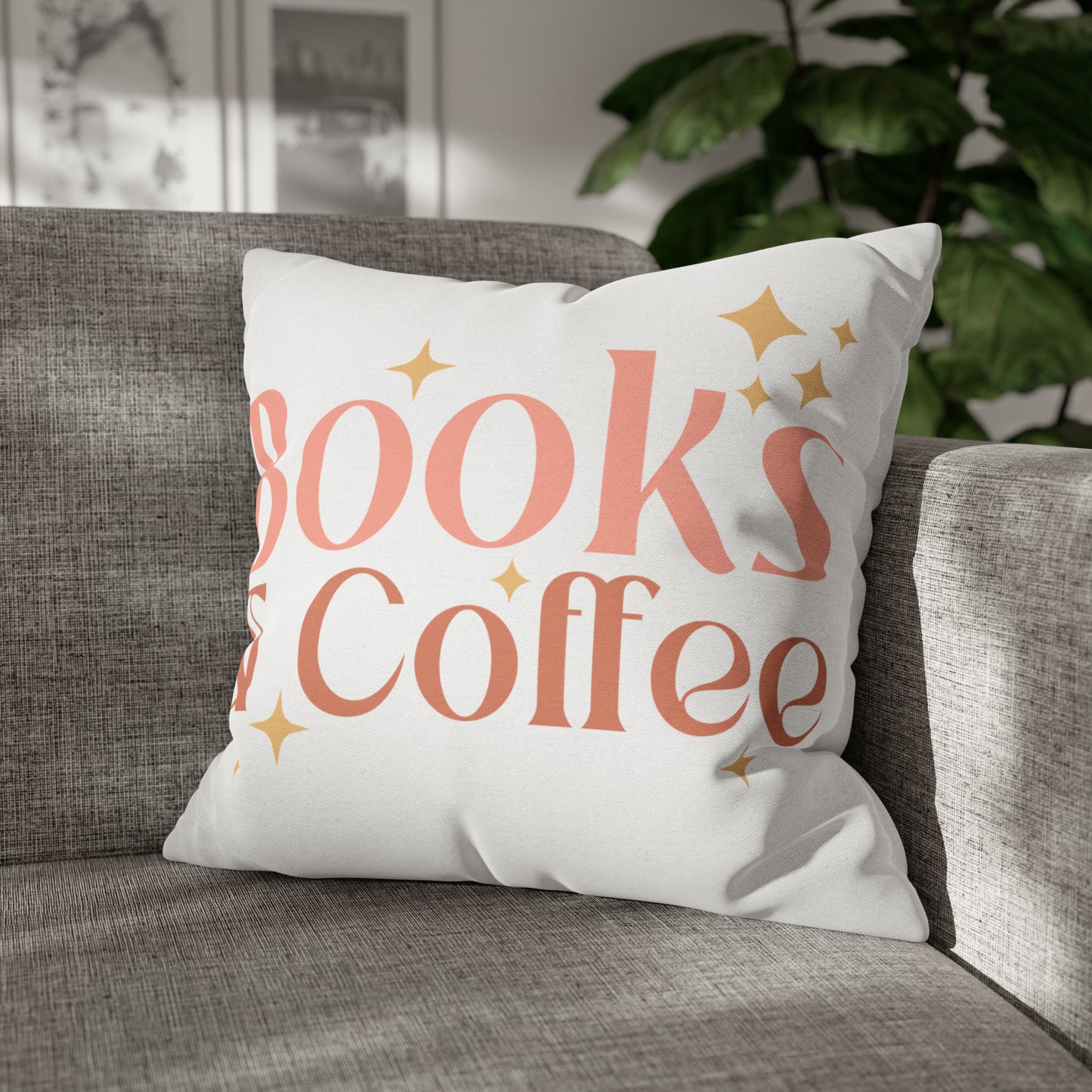 Coffee Book Pillow Cover Book Lovers Home Decoration Housewarming Gift Bed Accent Pillow