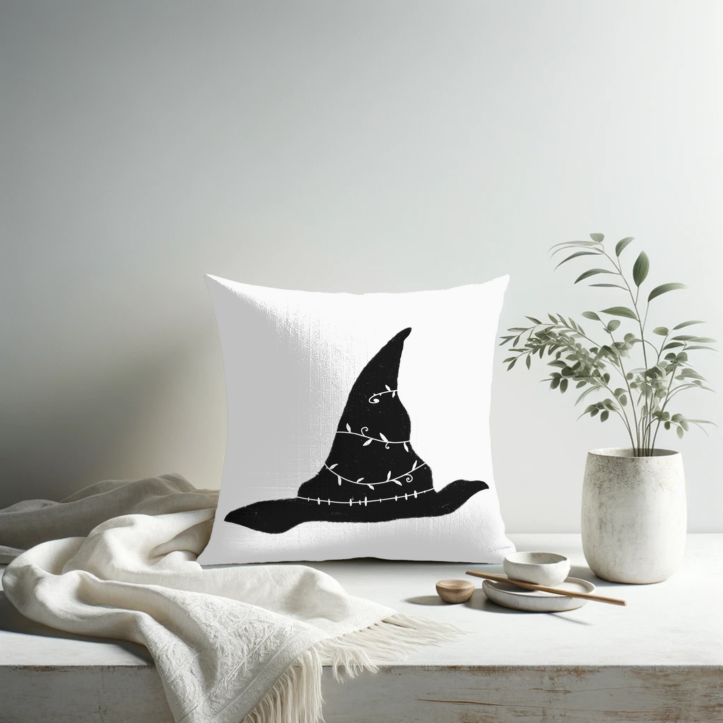 Witchy Black Hat Pillow