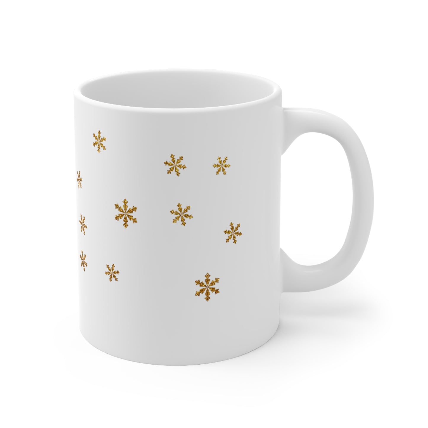 Snowflake Christmas Ceramic Mug 11oz Gold Gift for Her, Holiday Decoration, Coffee Mug - Design Club Home