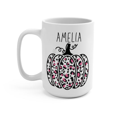 Custom Name Fall Pink Pumpkin Personalized Coffee Mug