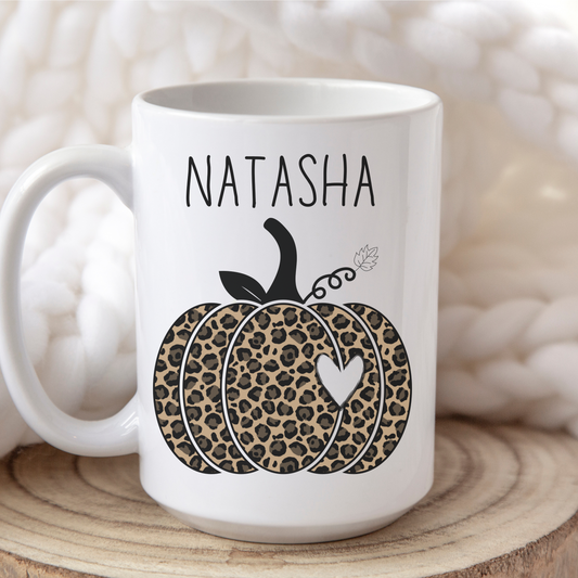 Natasha Personalized Custom Name Pumpkin Coffee Mug