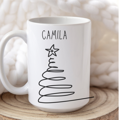 Camila Personalized Custom Christmas Tree Coffee Mug