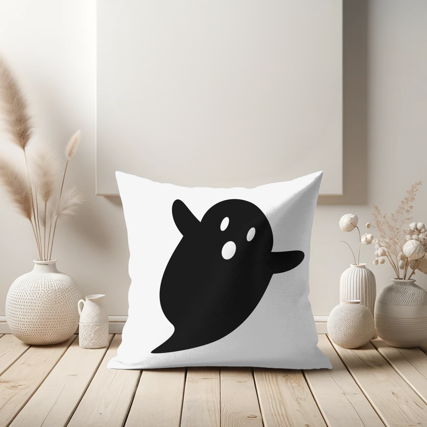 Black Ghost Halloween Pillow