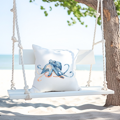 Octopus Outdoor Pillow Watercolor Ocean Art Lover Coastal Beach Home Gift