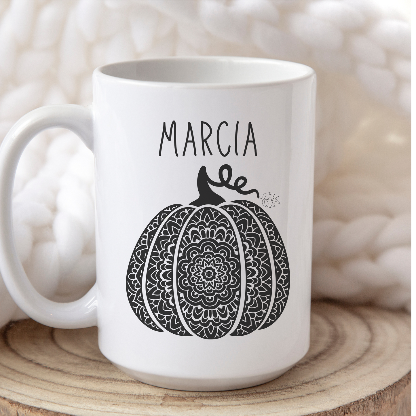 Marcia Custom Name Fall Pumpkin Personalized 15oz Coffee Mug