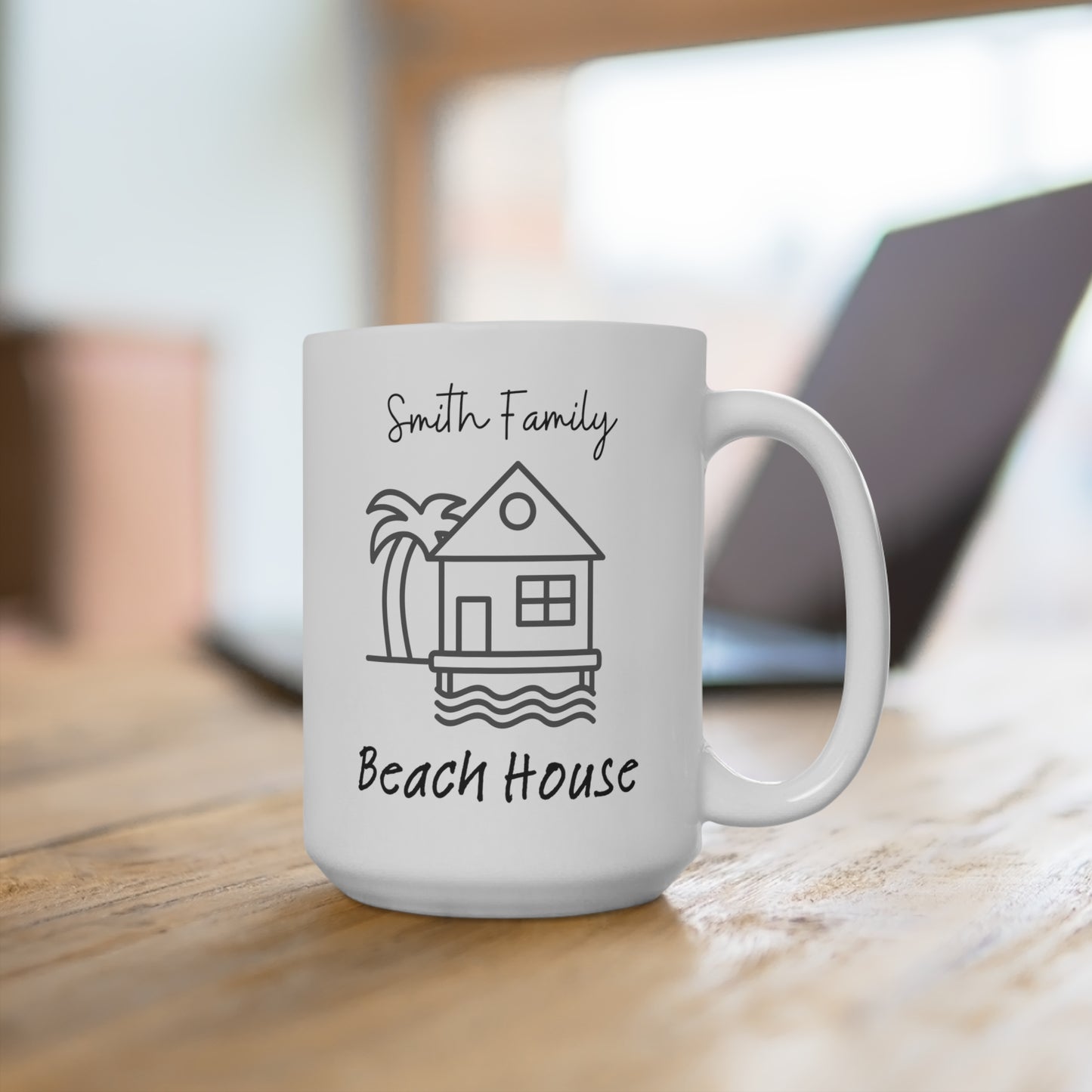 Personalized Custom Beach House Coffee Mug with  Family Name