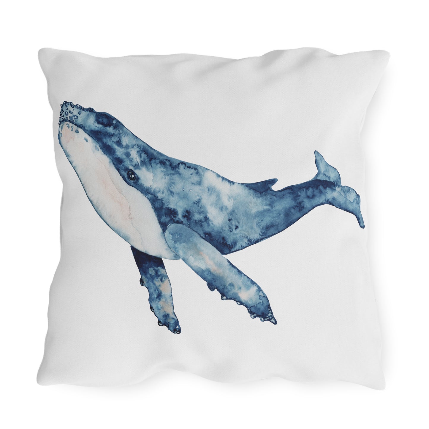 Whale Outdoor Washable Pillow Watercolor Fish Lovers Coastal Beach Cottage Home Gift