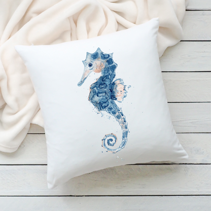 Seahorse Outdoor Pillow Watercolor Ocean Art Coastal Beach Home Gift