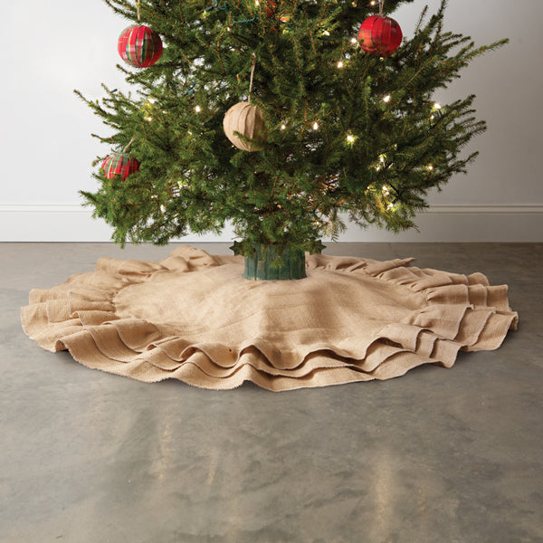 Burlap Christmas Tree Skirt Farmhouse Housewarming Holiday Gift - Design Club Home