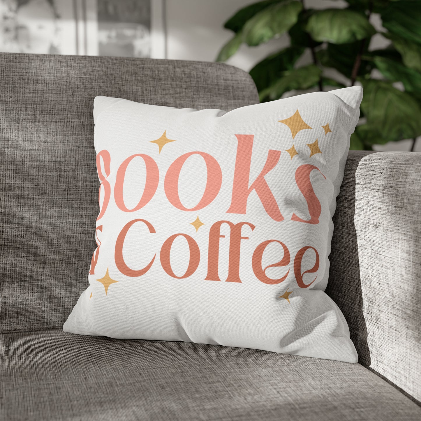 Coffee Book Pillow Cover Book Lovers Home Decoration Housewarming Gift Bed Accent Pillow